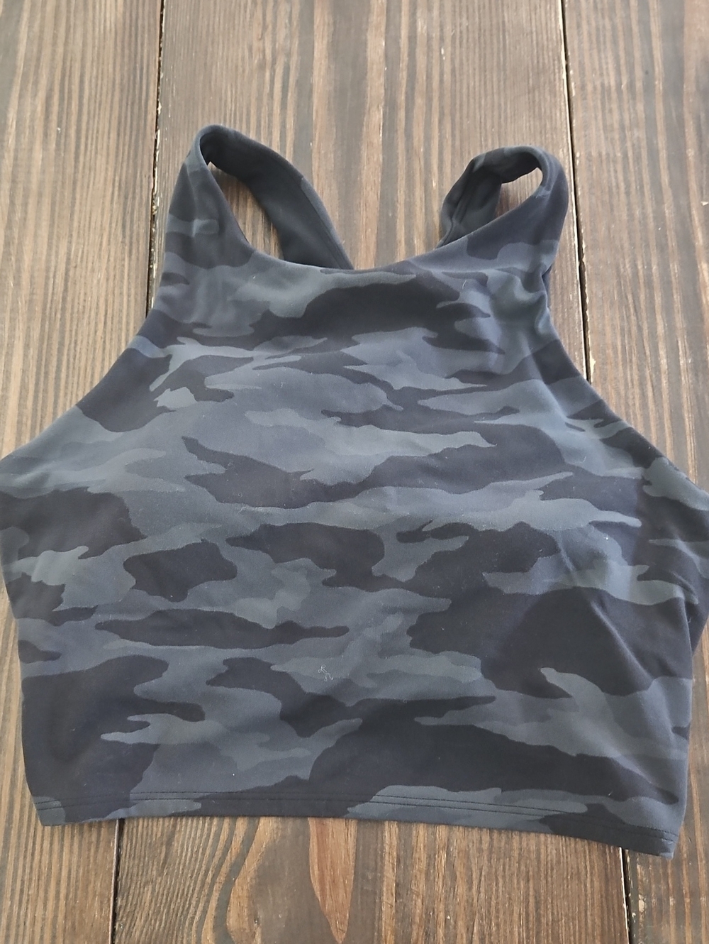 Athleta Black Camo Print Longline Sports Bra Size Medium